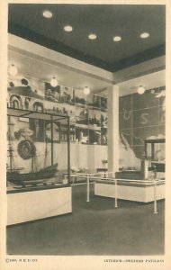 1933 Chicago World's Fair Interior Swedish Pavilion B&W Litho Postcard U...