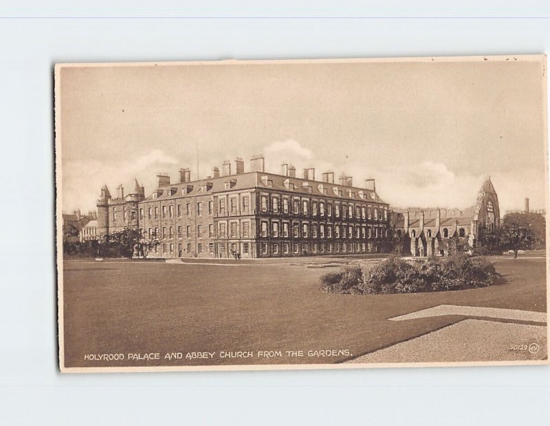 Postcard Holyrood Palace And Abbey Church From The Gardens, Edinburgh, Scotland