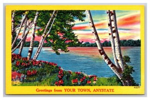 Generic Scenic Greetings Your Town Anystate Dealer Card UNP Linen Postcard M20