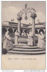 Monks at Il Pozzo nel Chiostro Grande, Certosa, Firenze, Toscana, Italy