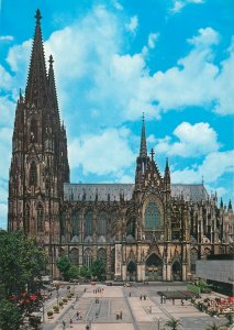 Postcard Germany Koln dom church architecture towers square