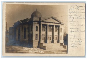 c1910 First M.E. Church Fort Scott Kansas KS Antique RPPC Photo Postcard