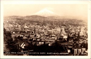 Real Photo Postcard View From Above Washington Park in Portland, Oregon