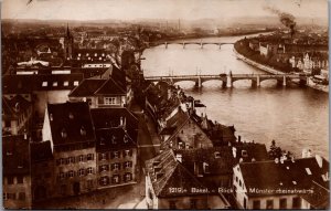 Switzerland Basel Blick vom Munster Rheinbwarts Vintage Postcard 09.81