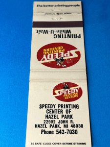 Vintage Matchbook Cover Speedy Printing Centers Hazel Park, Michigan MB164
