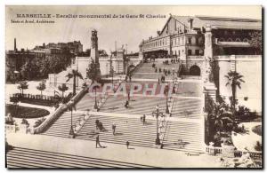 Old Postcard Marseille EscaliesrMonumental De La Gare St Charles