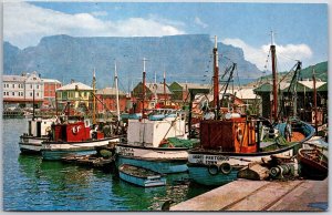 Table Mountain From Old Harbor Cape Town South Africa Boats & Ships Postcard