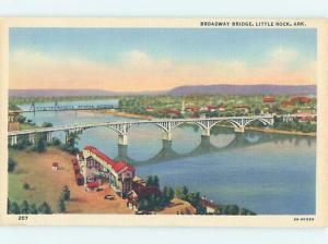 Unused Linen BRIDGE SCENE Little Rock Arkansas AR H8152