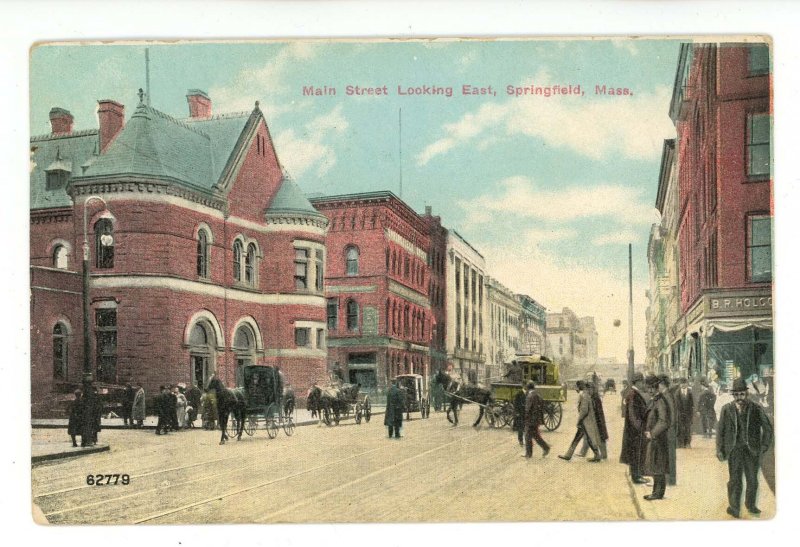 MA - Springfield. Main Street looking East. Horses, Wagons