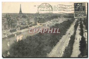 Old Postcard Panorama Paris on the Seine Palace Eiffel Tower Arc de Triomphe ...