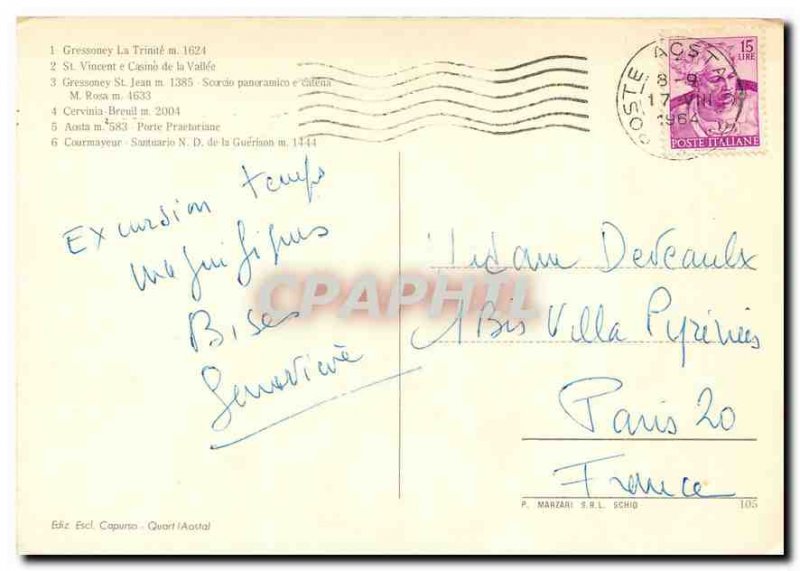 Modern Postcard Souvenir of the Aosta Valley