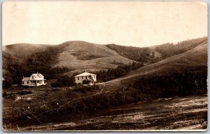 Houses In Foot Of The Mountain Residences Real Photo RPPC Postcard