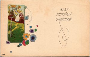 VINTAGE POSTCARD BEST BIRTHDAY GREETINGS MAILED DOVER-FOXCROFT MAINE 1923