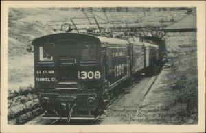 St. Clair Tunnel Electric Grand Trunk RR Train Car c1920s Postcard