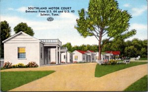 Linen Postcard Southland Motor Court US 64 and US 45 in Selmer, Tennessee