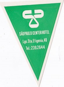 Brasil Sao Paulo Center Hotel Vintage Luggage Label sk3204