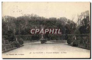 Old Postcard La Fleche military academy Park