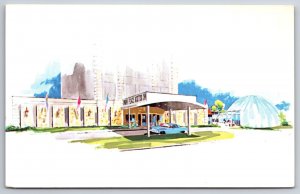Artist Conception~Traverse City MI~Entrance To Park Place Motor Inn~Vintage PC