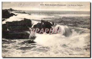 Old Postcard Saint Guenole Penmarch La Barre in Storm