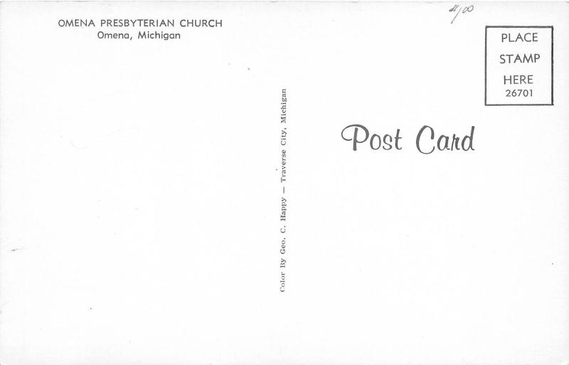 Omena Michigan~Omena Presbyterian Church~c1950s Postcard