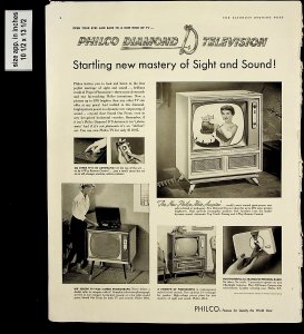 1956 Philco DIamond D Telivision Sight and Sount Vintage Print AD 8170