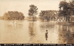 F60/ Sagamore Hills Ohio RPPC Postcard c1930s Willow Lake Grove Swimming