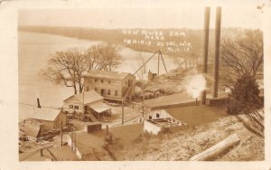 Prairie Du Sac Wisconsin New Power Dam, Real Photo Vintage Postcard U11429