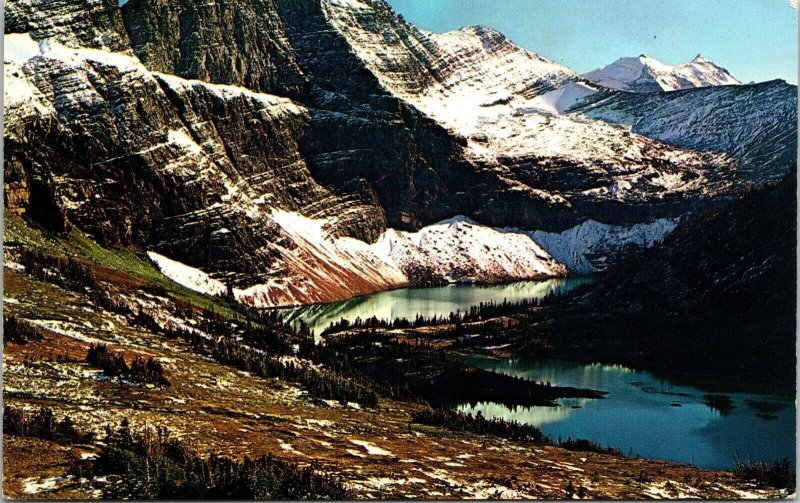 Hidden Lake Glacier National Park Birds Eye View Montana Alpine Lake Postcard 
