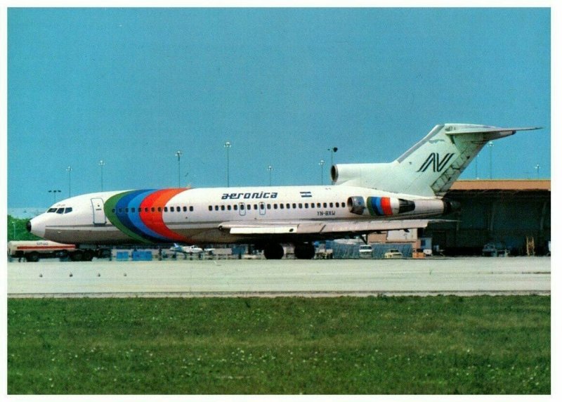 Aeronica Boeing 727 at Miami 1983 Airplane Postcard