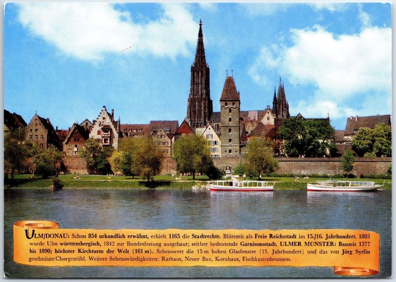 CONTINENTAL SIZE POSTCARD SIGHTS SCENES & CULTURE OF ULM/DONAU GERMANY  #1v16