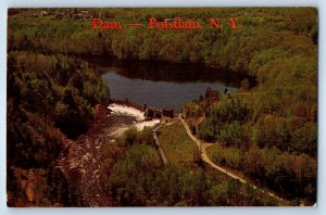 1967 Potsdam New York Vintage Postcard Dam Fishing Spots Chain Lake Aerial View