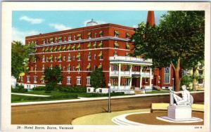 BARRE, Vermont  VT    HOTEL BARRE  Street Scene  Monument  c1940s Linen Postcard