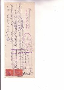 Cancelled Cheque with 2 Canadian Postage Stamps, Canadian Bank of Commerce, S...