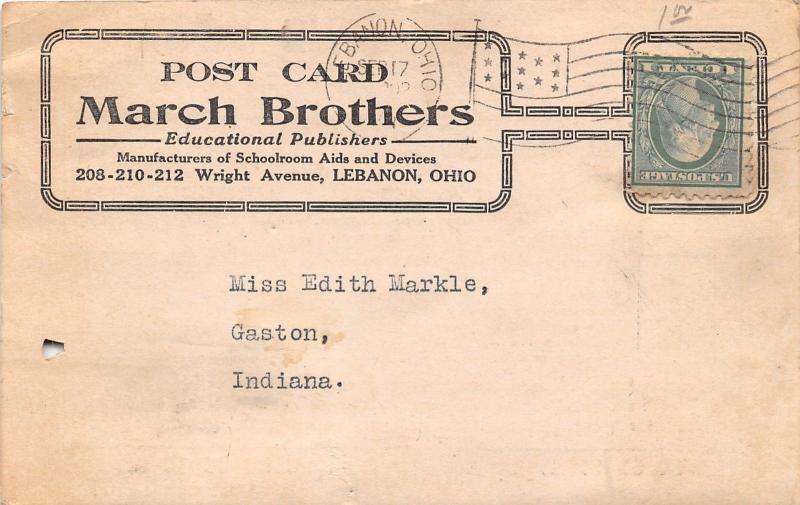 Lebanon Ohio~March Brothers Educational Publ~Wright Avenue~Credit Check Postcard