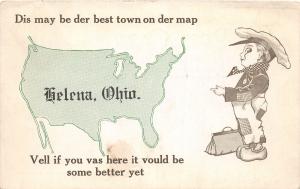 F22/ Helena Ohio Postcard 1914 Pennant Map Greetings from