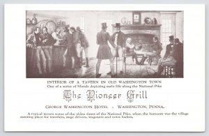 Washington PA~Interior of Pioneer Grill Tavern B&W Card~Vintage Postcard