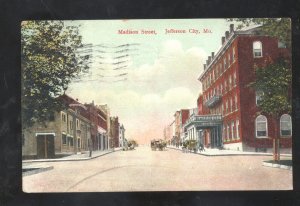 JEFFERSON CITY MISSOURI DOWNTOWN MADISON STREET SCENE MO. VINTAGE POSTCARD