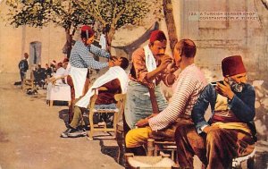 Turkish Barber Shop Turkey Old Vintage Antique Post Card