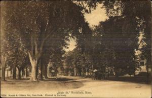 Northfield MA Main St. Trees & Street c1910 Postcard