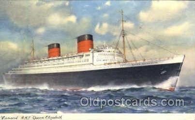 R.M.S. Queen Elizabeth Cunard White Star Line Ship 1956 postal used 1956