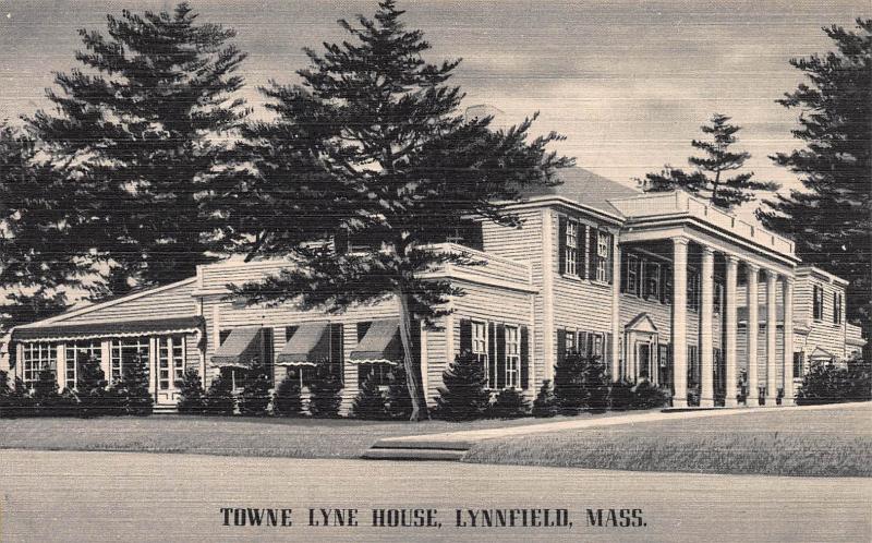 Town Lyne House, Lynnfield, Massachusetts, Early Linen Postcard, unused