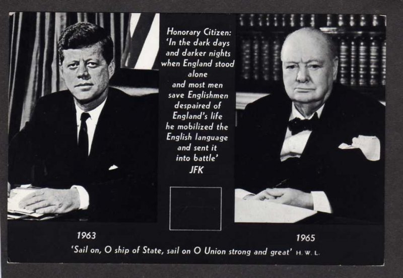 Prime Minister Winston Churchill President John F Kennedy Maximum First Day Card