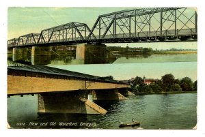 CT - Waterford. New and Old Waterford Bridges   (crease)