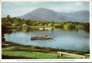 postcard Lower Lake and Toomie's Mountain from Ross Castle Killarney Ireland