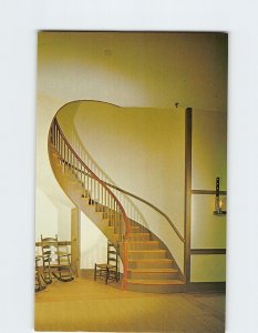 Postcard View of one of the twin spiral stairways Pleasant Hill Kentucky USA