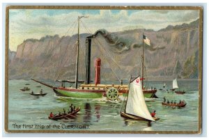 1909 The First Trip Of The Clermont Steamboat Hudson New York NY Tuck's Postcard