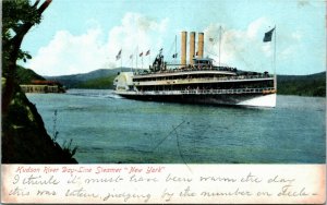 Postcard NY Hudson River Day-Line Steamer New York Litho-Chrome ~1910 F33