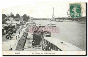 Old Postcard Paris Seine at Point du Jour Eiffel Tower