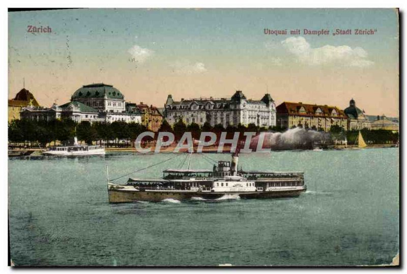 Postcard Old Zurich Utoquai Mit Dampier Stadt Zurich Boat