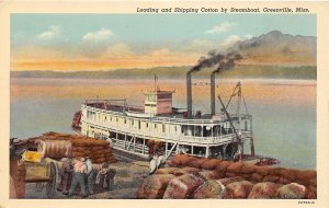 J9/ Greenville Mississippi Postcard 1951 Loading Ship Cotton Steamship 220